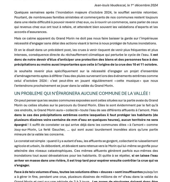 Message du maire de Couilly-Pont-aux-Dames