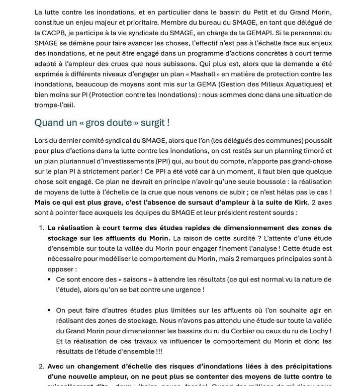 Convention contre les inondations : r&eacute;union du 13 d&eacute;cembre &agrave; Couilly
