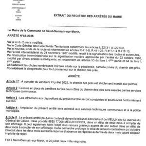 Saint-Germain-sur-Morin : fermeture du chemin des Prés pour sécurité