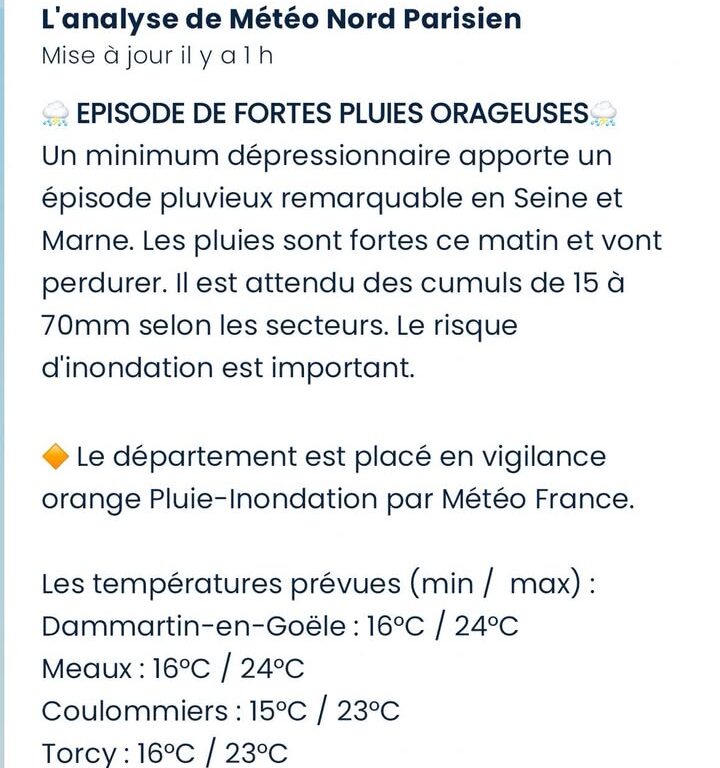 Vigilance accrue : risque important de ruissellements