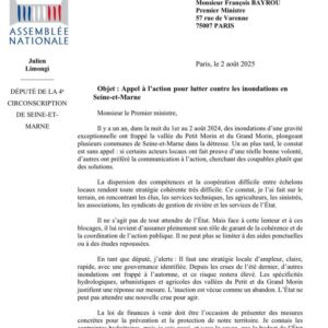 Député Limongi saisit le Premier ministre sur les inondations en Seine-et-Marne