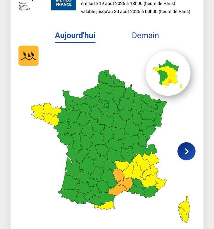 Alerte jaune pluie/inondations en &Icirc;le-de-France mercredi 20 ao&ucirc;t