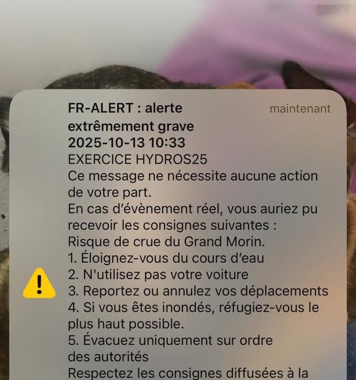 Simulation crue centenale : alerte re&ccedil;ue sur les t&eacute;l&eacute;phones