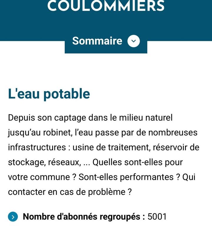 Consultez les informations eau de votre commune