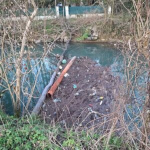 Embâcles et arbres couchés au pont de Tresmes à Pommeuse