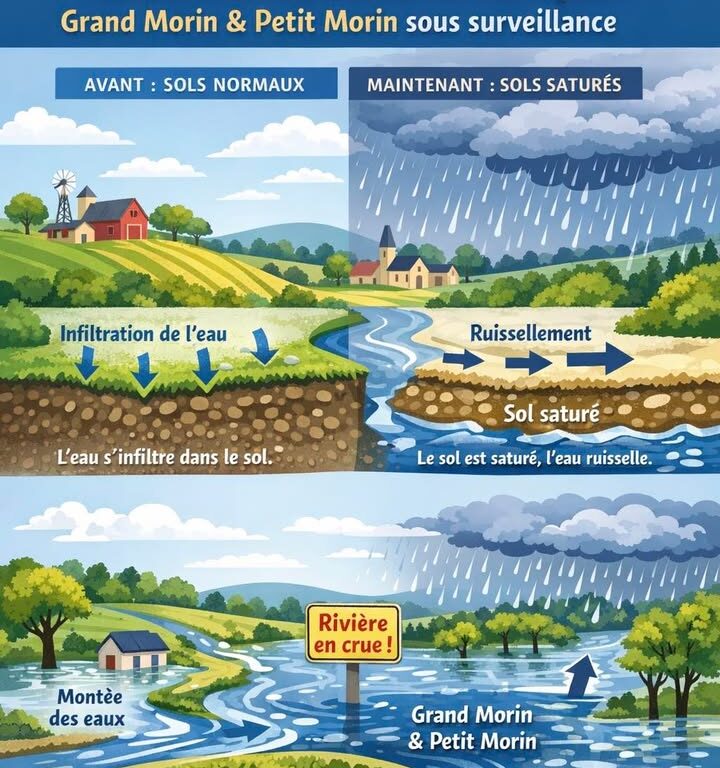 Vigilance jaune crues : Petit et Grand Morin en augmentation