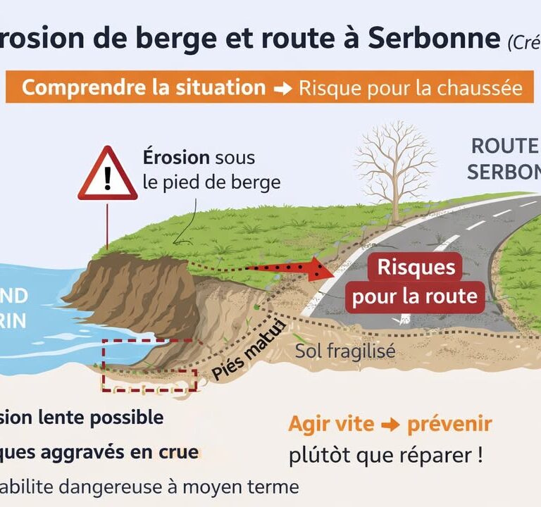 &Eacute;rosion du Grand Morin &agrave; Cr&eacute;cy : la route de Serbonne menac&eacute;e