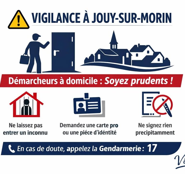 Alerte d&eacute;marchage &agrave; Jouy-sur-Morin : arnaqueurs se font passer pour la mairie