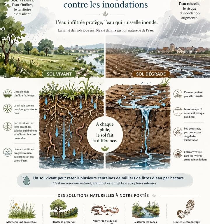Un sol vivant, premi&egrave;re d&eacute;fense naturelle contre les inondations