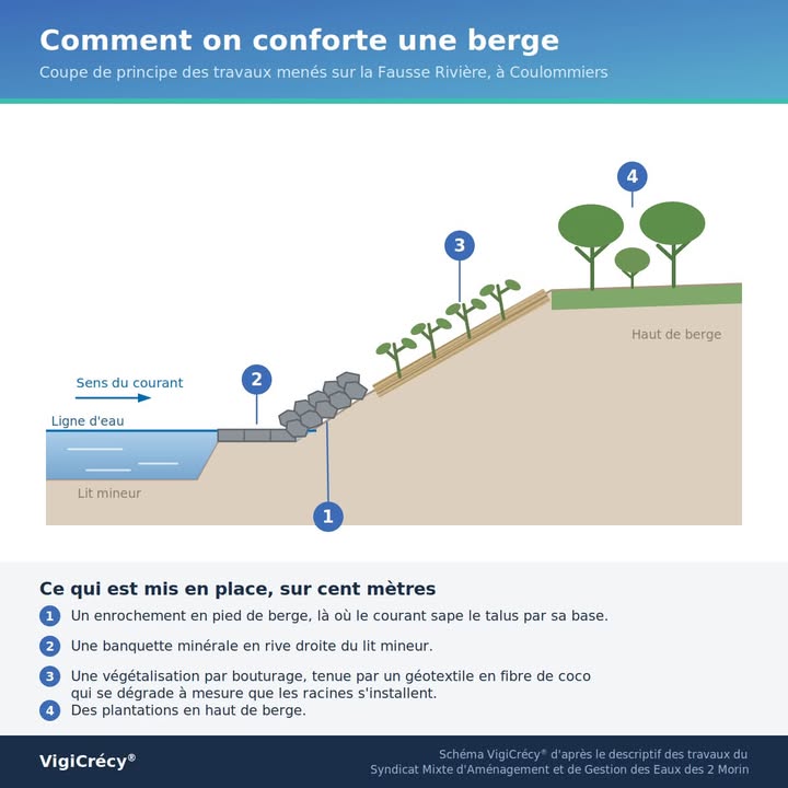Coulommiers&nbsp;: confortement de berge de la Fausse Rivi&egrave;re lanc&eacute;