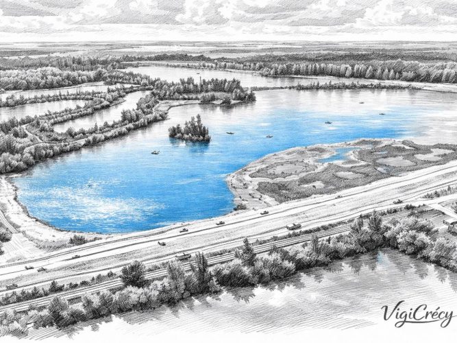 Illustration d'un Bassin de R&eacute;tention Rapport Site Pilote La Bass&eacute;e Seine Grands Lacs
