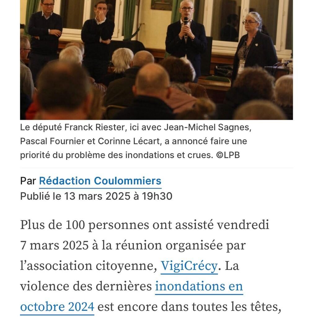 Plus de 100 personnes invit&eacute;es par VigiCr&eacute;cy &agrave; la r&eacute;union de Coulommiers